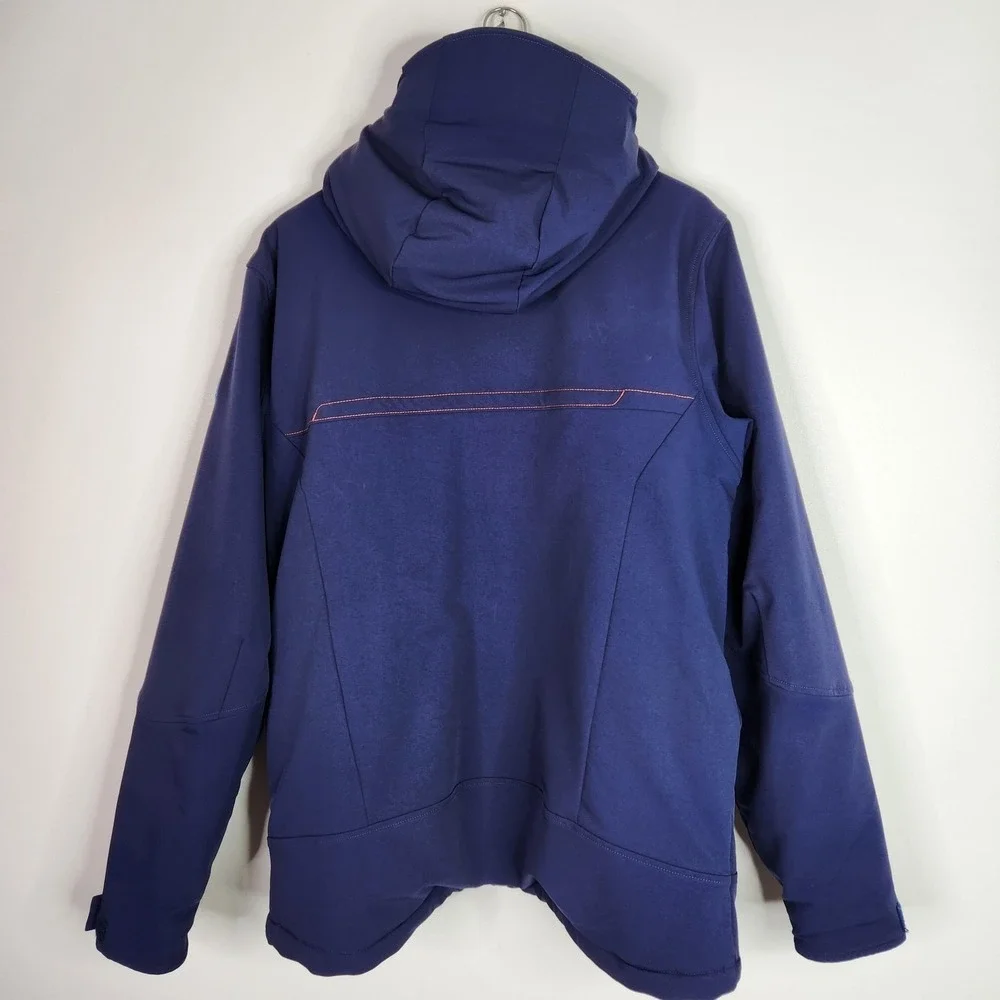 MOUNTAIN HARDWEAR Cutaway Jacket Mens Large Blue Insulated Softshell Hooded Ski